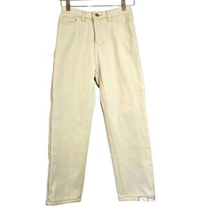 Cream Tan Heng MU ZI Jeans with Flannel Interior Size:  M